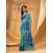  Phulkari Resham Dhakai jamdani Bengal Pure Cotton Handloom Saree Whole Body Design without Blouse Piece (Firoza Blue)