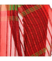 dB DESH BIDESH Women`s Traditional Bengali Begampuri Pure Handloom Cotton Saree With Blouse Piece (Green Red)