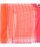 dB DESH BIDESH Women`s Traditional Bengali Begampuri Pure Handloom Cotton Saree With Blouse Piece (Pink White Orange)