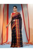 Traditional Tant Pure Handloom Cotton Saree Woven Bi-Color Mina Zari Karat Without Blouse Piece (dark Blue)