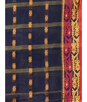 Traditional Tant Pure Handloom Cotton Saree Woven Bi-Color Mina Zari Karat Without Blouse Piece (dark Blue)
