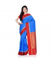 dB DESH BIDESH Women`s Bengal Kanchipuram Art Silk Saree Handmade Whole Body Garad Design With Running Blouse Sky Blue
