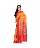 dB DESH BIDESH Women`s Bengal Kanchipuram Art Silk Saree Handmade Whole Body Garad Design With Running Blouse Golden
