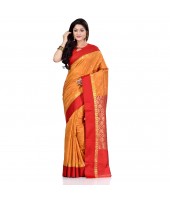 dB DESH BIDESH Women`s Bengal Kanchipuram Art Silk Saree Handmade Whole Body Garad Design With Running Blouse Golden