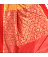 dB DESH BIDESH Women`s Bengal Kanchipuram Art Silk Saree Handmade Whole Body Garad Design With Running Blouse Golden