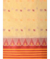  Handloom Cotton Saree Mina Pyramid Woven Designer Without Blouse Piece (Cream)