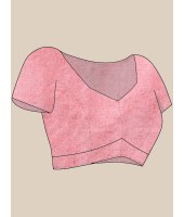 Women's Pure Cotton Saree Sahaj Path Design Handloom Saree without Blouse Piece Deep Pink