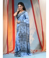 Women's Pure Cotton Saree Sahaj Path Design Handloom Saree without Blouse Piece