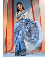 Women's Pure Cotton Saree Sahaj Path Design Handloom Saree without Blouse Piece
