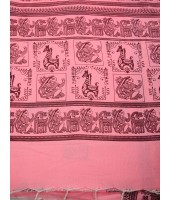 Women's Pure Cotton Saree Sahaj Path Design Handloom Saree without Blouse Piece Pink