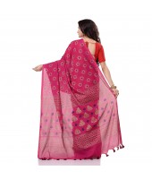 Bengal Tant Abhrak Work Design Soft Pure Handloom Cotton Saree With Blouse Piece Pink