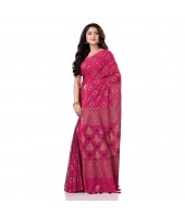 Bengal Tant Abhrak Work Design Soft Pure Handloom Cotton Saree With Blouse Piece Pink