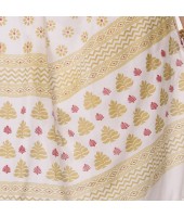 Bengal Tant Abhrak Work Design Soft Pure Handloom Cotton Saree With Blouse Piece White 