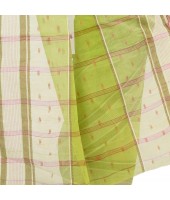 Bengal Tant Devdas Design Pure Handloom Cotton Saree Without Blouse Piece (Green)