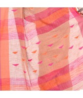 dB DESH BIDESH Women`s Traditional Bengali Tant Handloom Cotton Saree Prism Desigined With Blouse Piece (Off Red)