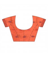 Cotton Silk Handloom Cotton Blend Saree Navratri Design With Blouse Piece (Orange)_