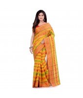 Bengal Tant Pure Handloom Cotton Saree Blossom Design Without Blouse Piece (Yellow)