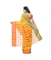 Ganga Jamuna Bengal Handloom Cotton Tant Saree Without Blouse Piece (yellow_red)