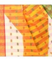 Ganga Jamuna Bengal Handloom Cotton Tant Saree Without Blouse Piece (yellow_red)