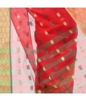 Ganga Jamuna Bengal Handloom Cotton Tant Saree without Blouse Piece (Red_green)
