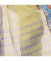 Traditional Bengal Tant Pure Handloom Cotton Saree Jol Torongo Woven Design Without Blouse Piece (Yellow)
