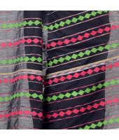 DESH BIDESH Women`s Bengali Khesh Pure Cotton Handloom Saree Diamond Designed With Blouse Piece(Black)