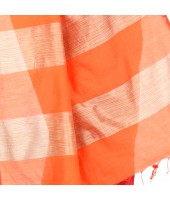 Bengal Handloom Gicha Cotton Silk Saree With Blouse Piece (Orange Red)